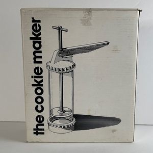 Cookie Press Knobler The Cookie Maker with Discs and Recipes in box Xmas Cookies